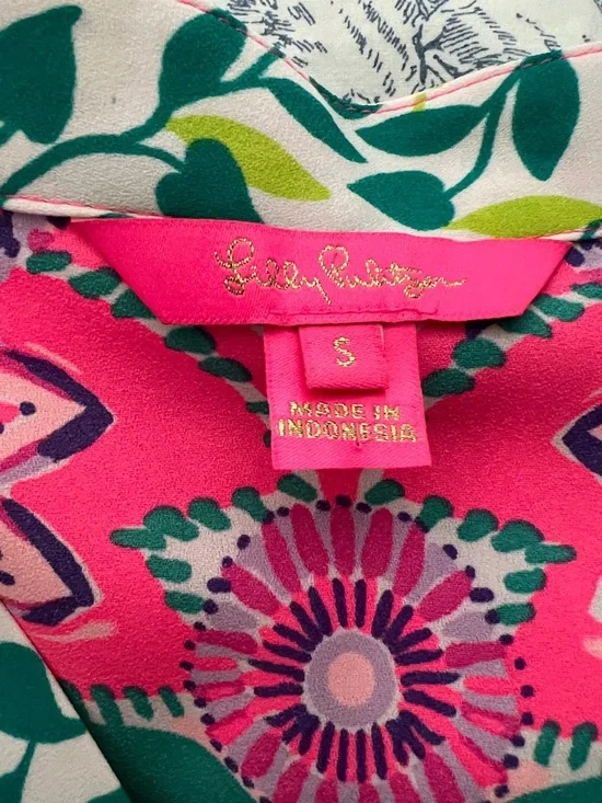 Lilly Pulitzer Pink Purple Floral Peasant Blouse - Picture 2 of 2